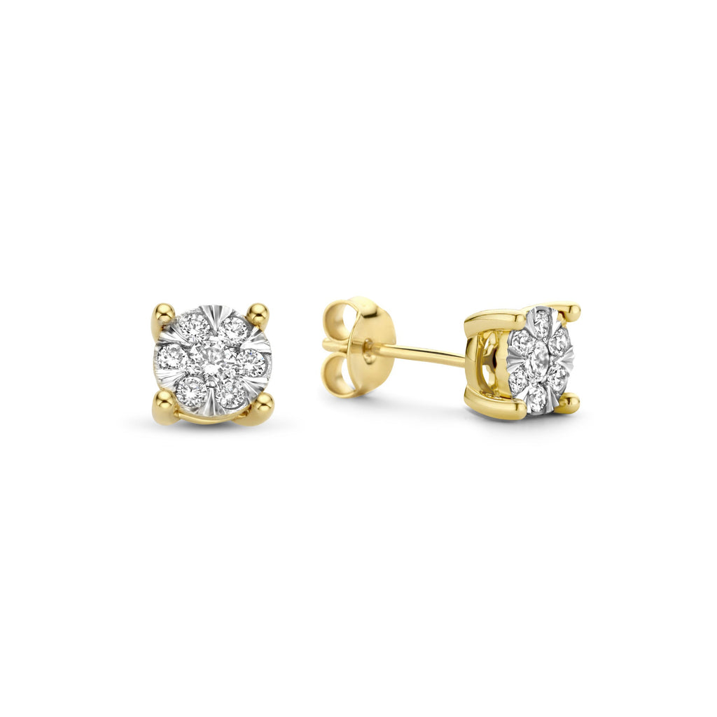 De la Paix Hanaé 14 karat gold stud ear studs with diamond 0.28 carat