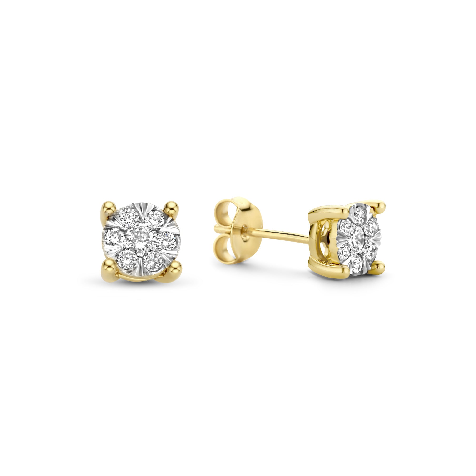De la Paix Hanaé 14 karat gold stud ear studs with diamond 0.28 carat