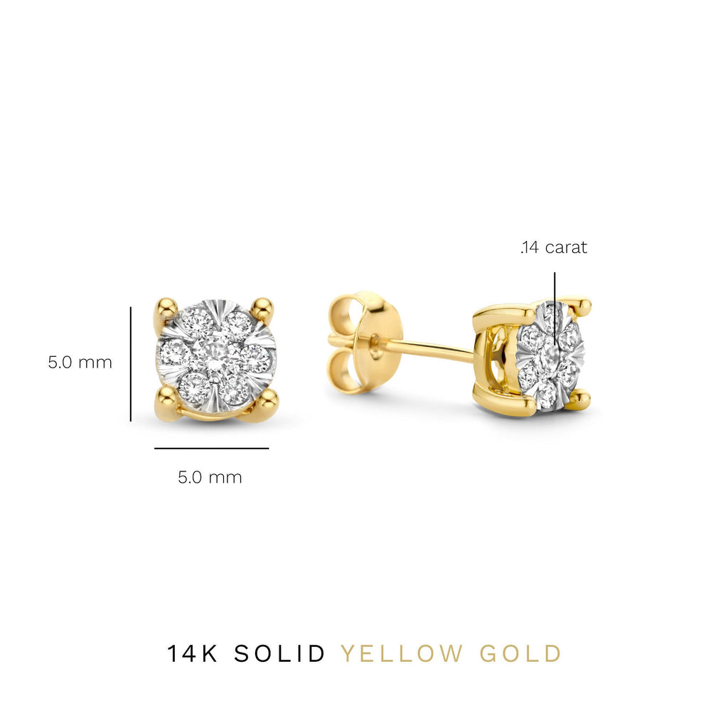De la Paix Hanaé 14 karat gold stud ear studs with diamond 0.28 carat