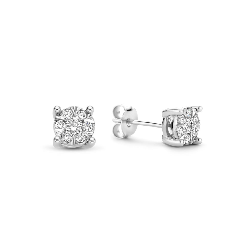 De la Paix Hanaé 14 karat white gold ear studs with diamond 0.28 carat