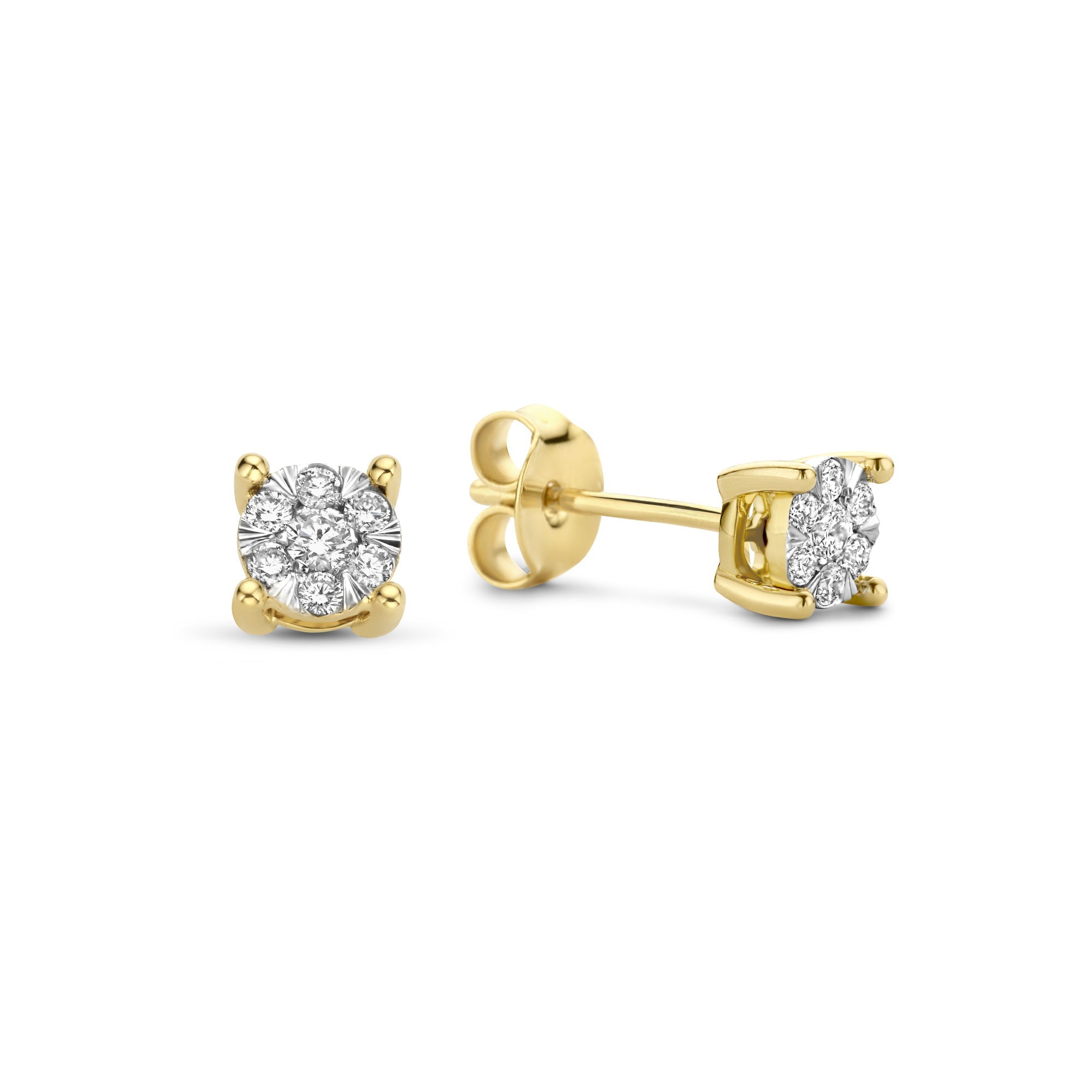 De la Paix Hanaé 14 karat gold stud ear studs with diamond 0.16 carat