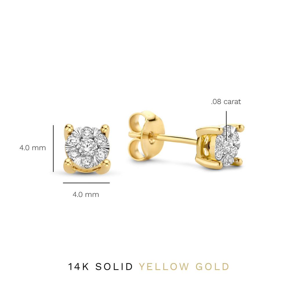 De la Paix Hanaé 14 karat gold stud ear studs with diamond 0.16 carat