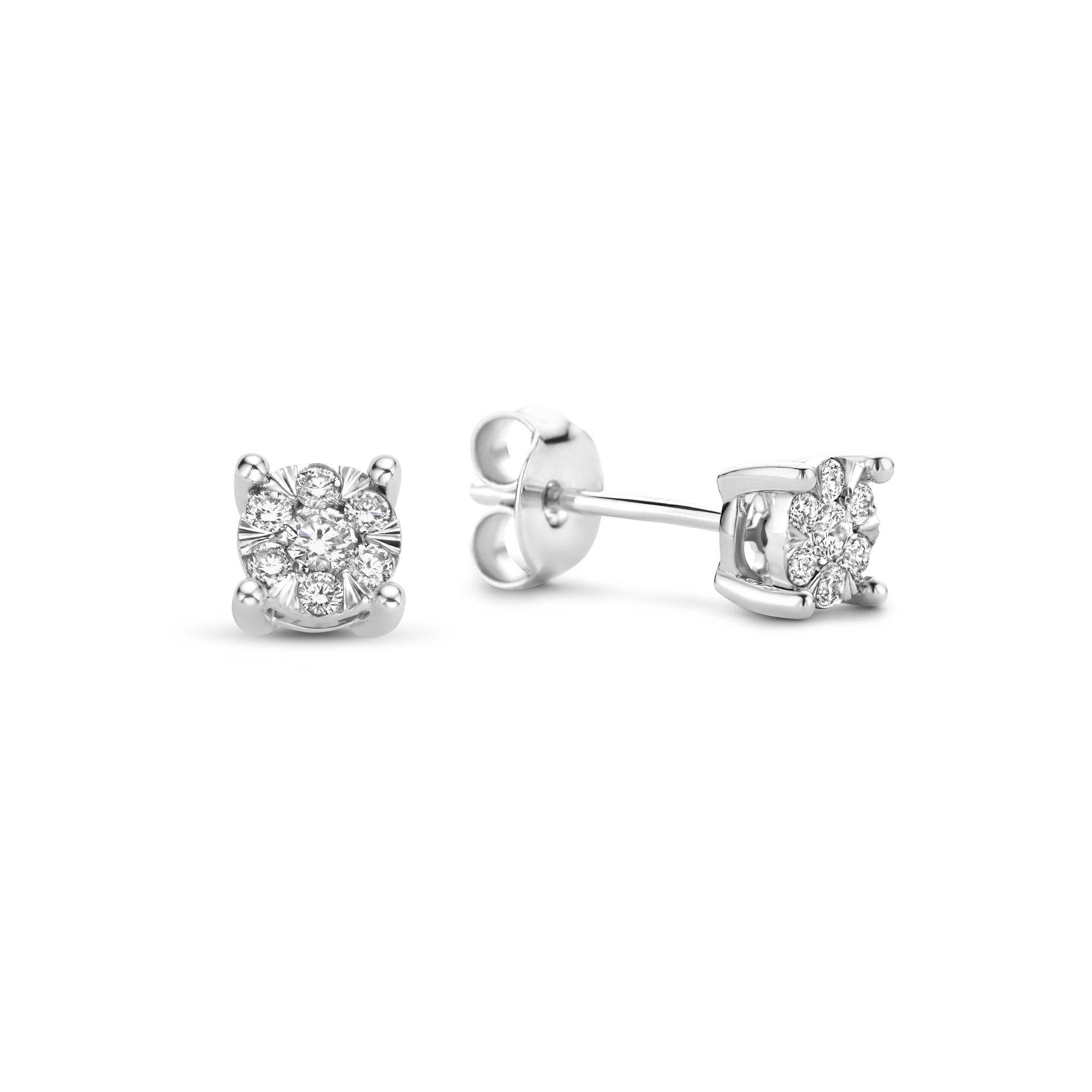 De la Paix Hanaé 14 karat white gold ear studs with diamond 0.16 carat