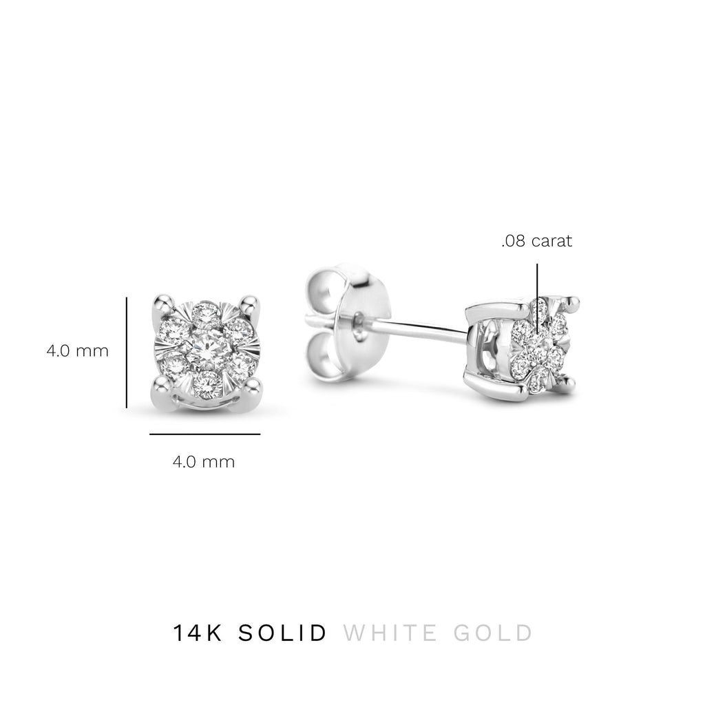 De la Paix Hanaé 14 karat white gold ear studs with diamond 0.16 carat