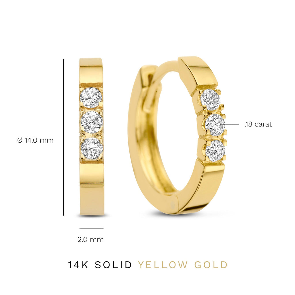 De la Paix Madeline 14 karat gold hoop earrings with diamond 0.15 ct