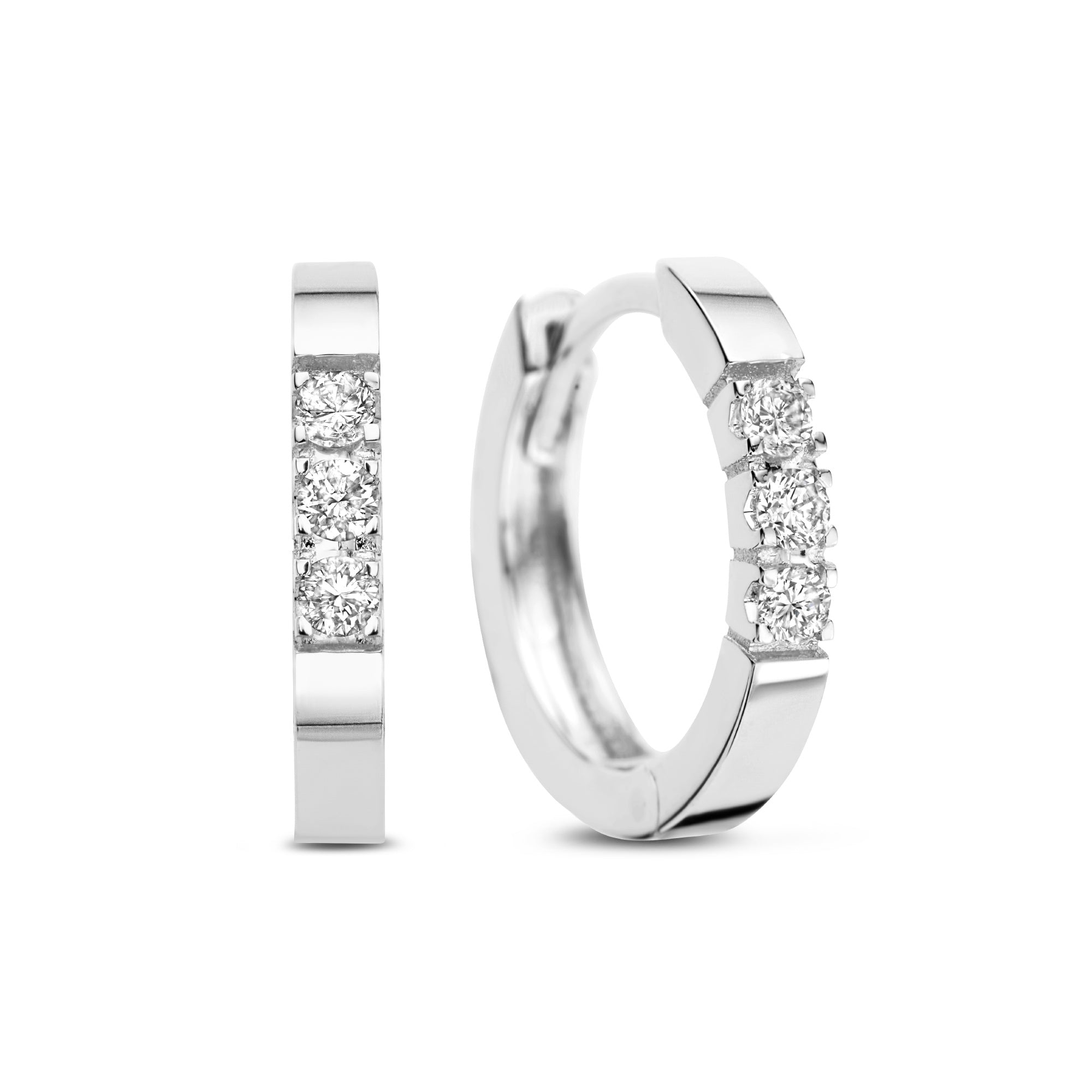 De la Paix Madeline 14 karat white gold earrings with diamond 0.15 ct