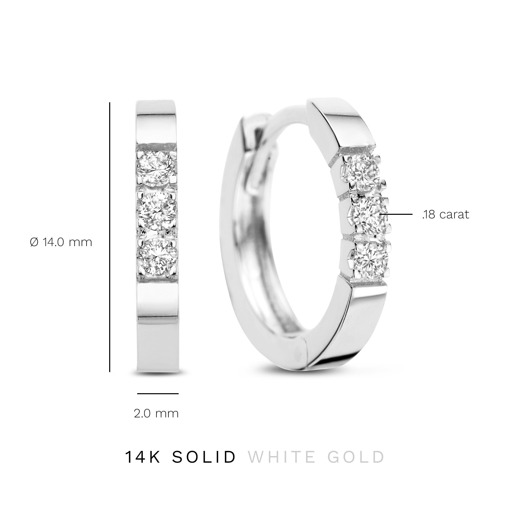 De la Paix Madeline 14 karat white gold earrings with diamond 0.15 ct