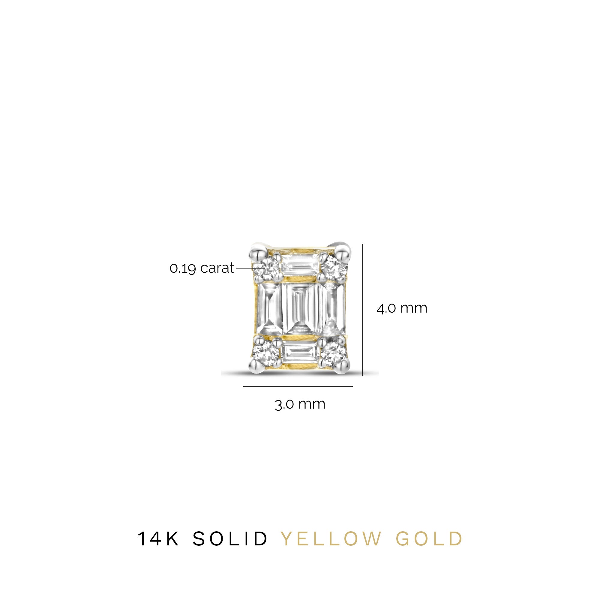 De la Paix Maxime 14 karat gold stud ear studs with diamond 0.26 carat