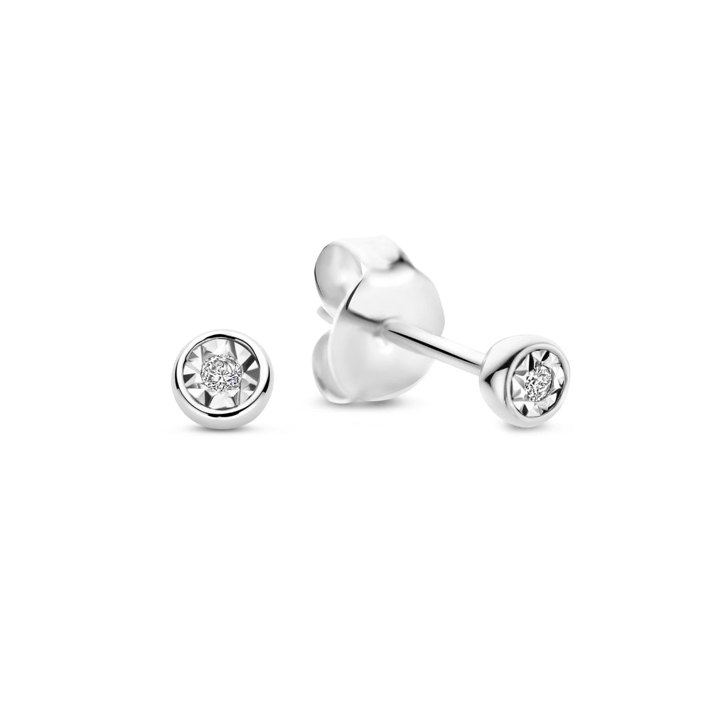 De la Paix Inaya 14 karat white gold ear studs with diamond 0.02 carat