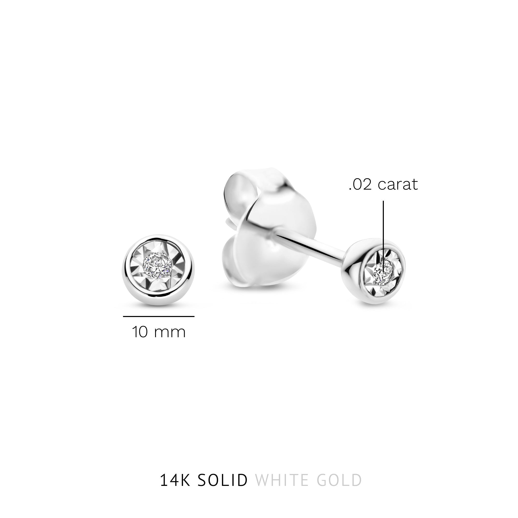 De la Paix Inaya 14 karat white gold ear studs with diamond 0.02 carat