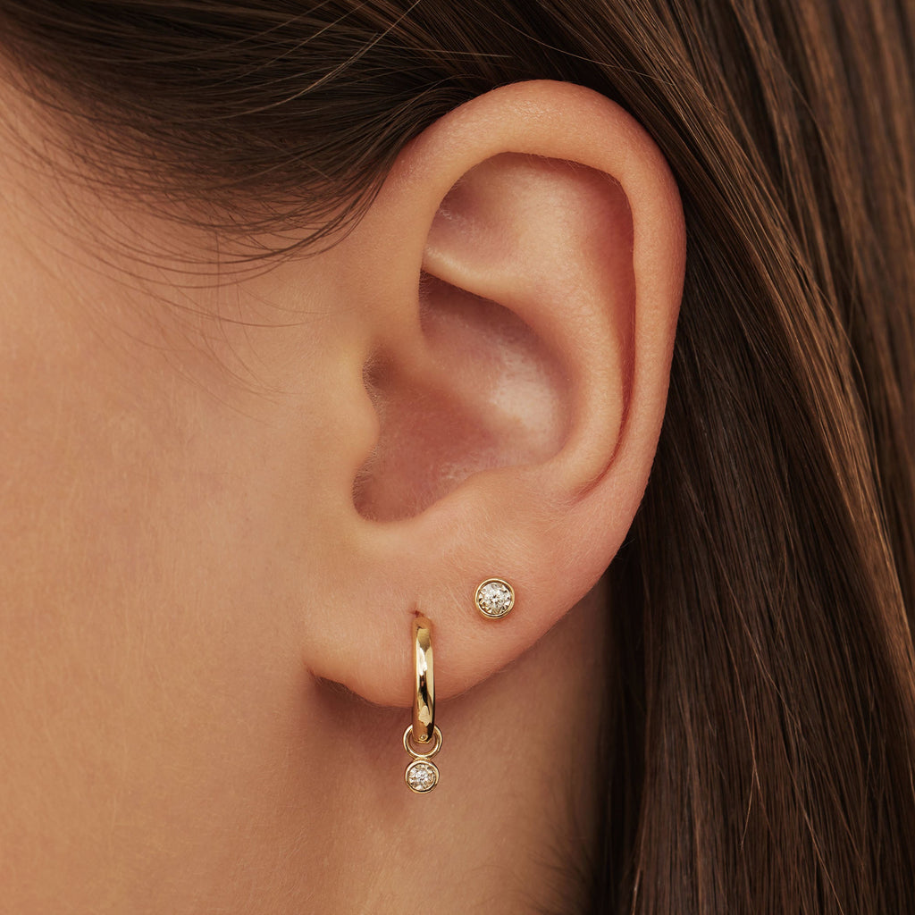 De la Paix Inaya 14 karat gold ear studs with diamond 0.04 carat