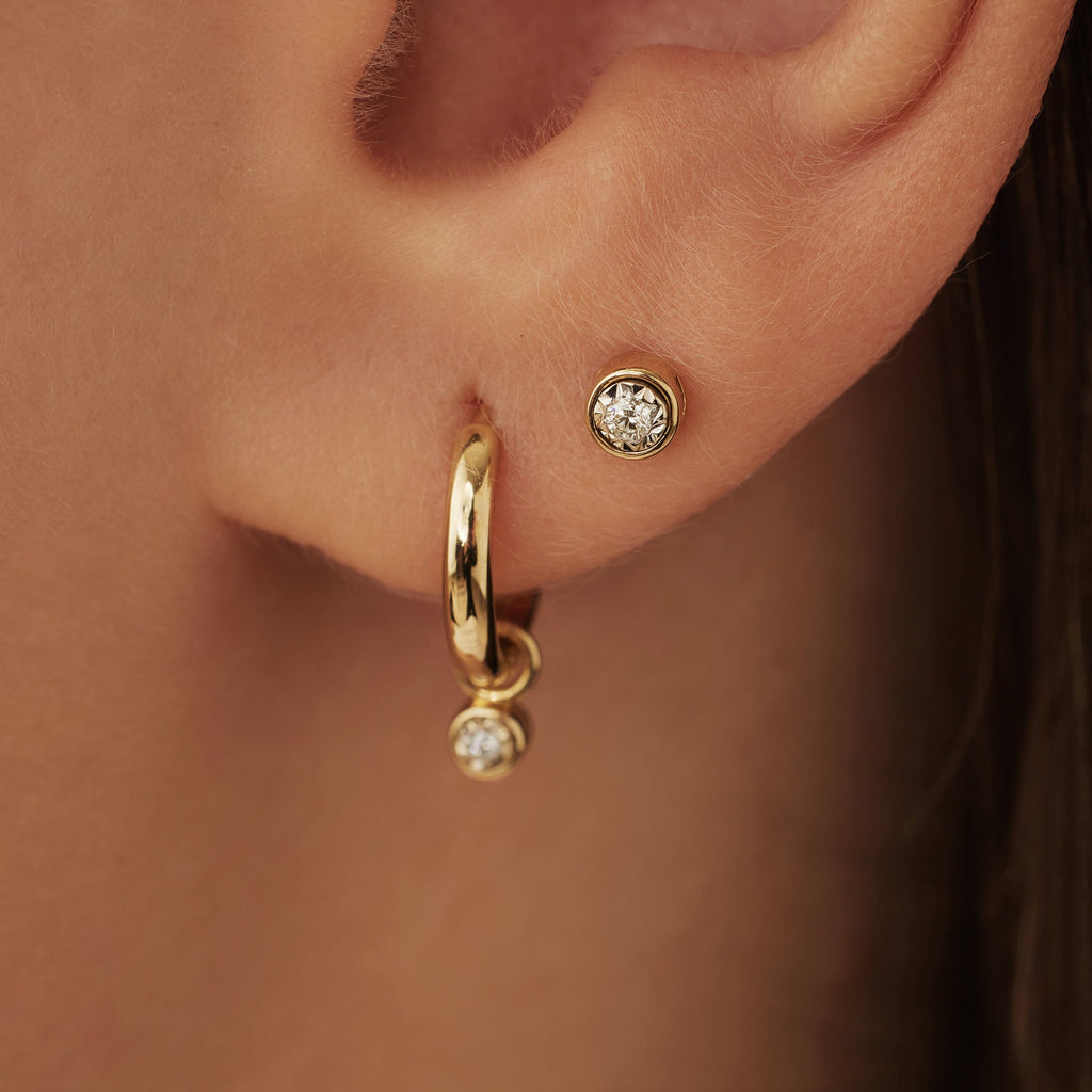 De la Paix Inaya 14 karat gold ear studs with diamond 0.04 carat
