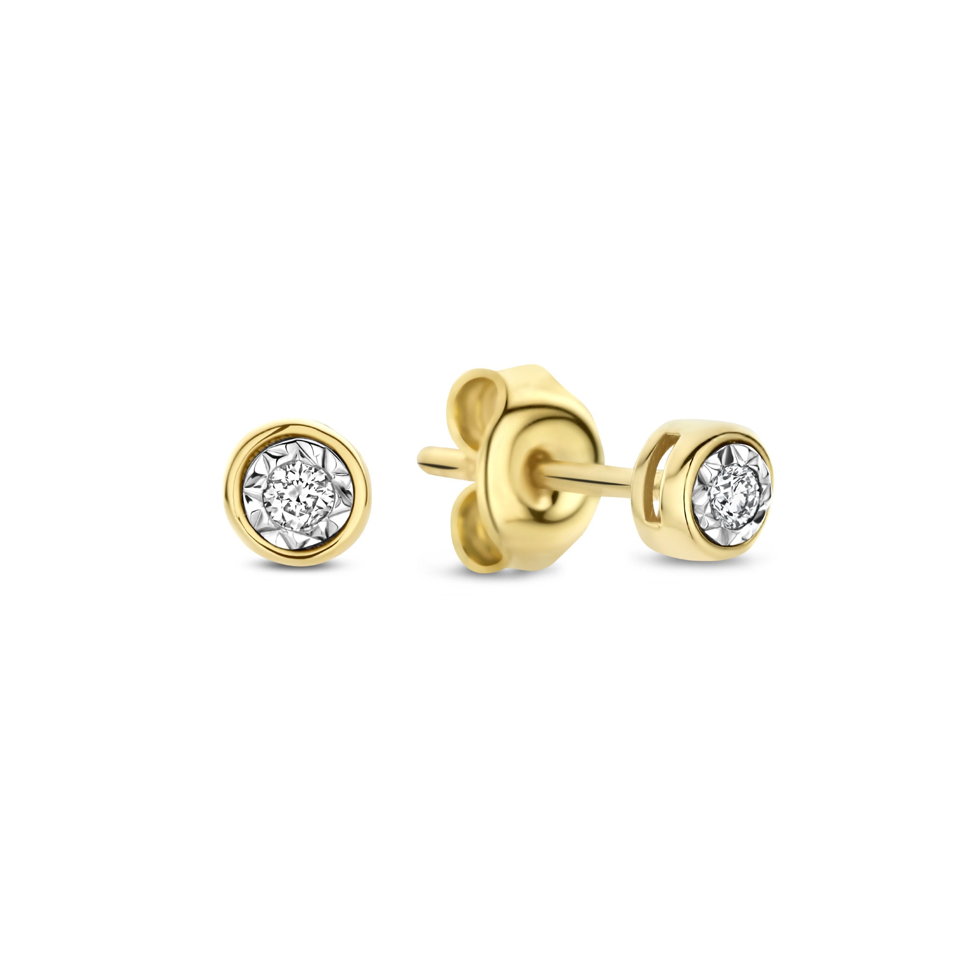 De la Paix Inaya 14 karat gold ear studs with diamond 0.04 carat