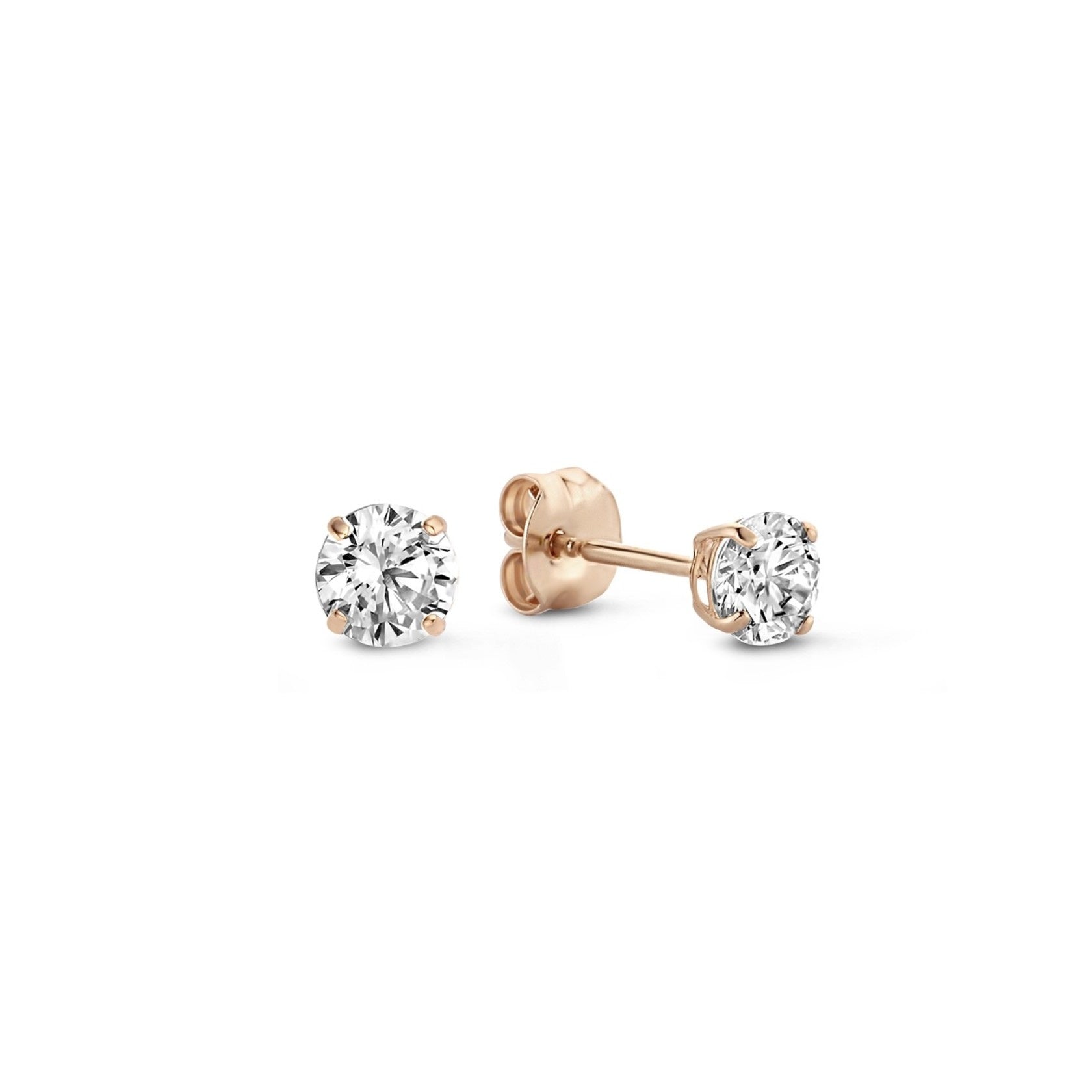 Cadeau d'Isabel 14 karat rose gold earring set with zirconia stones