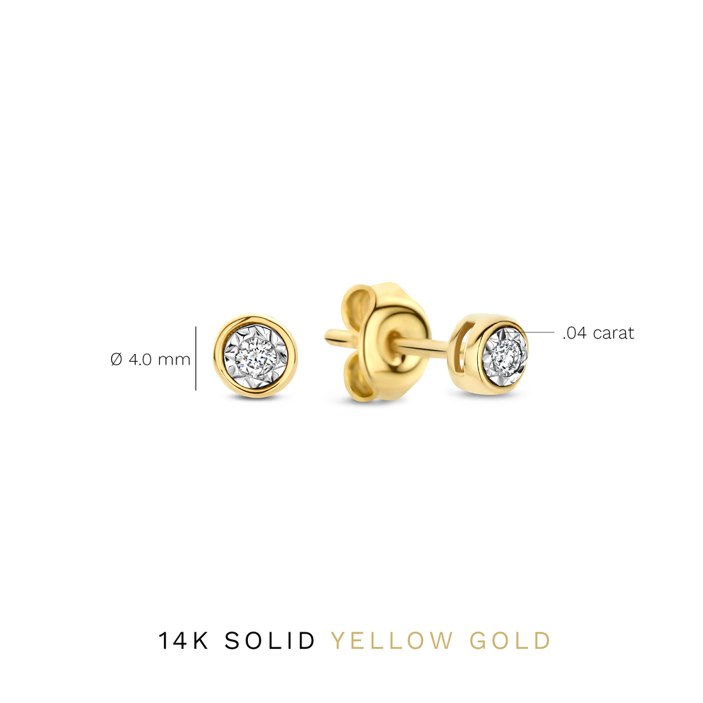 De la Paix Inaya 14 karat gold ear studs with diamond 0.04 carat