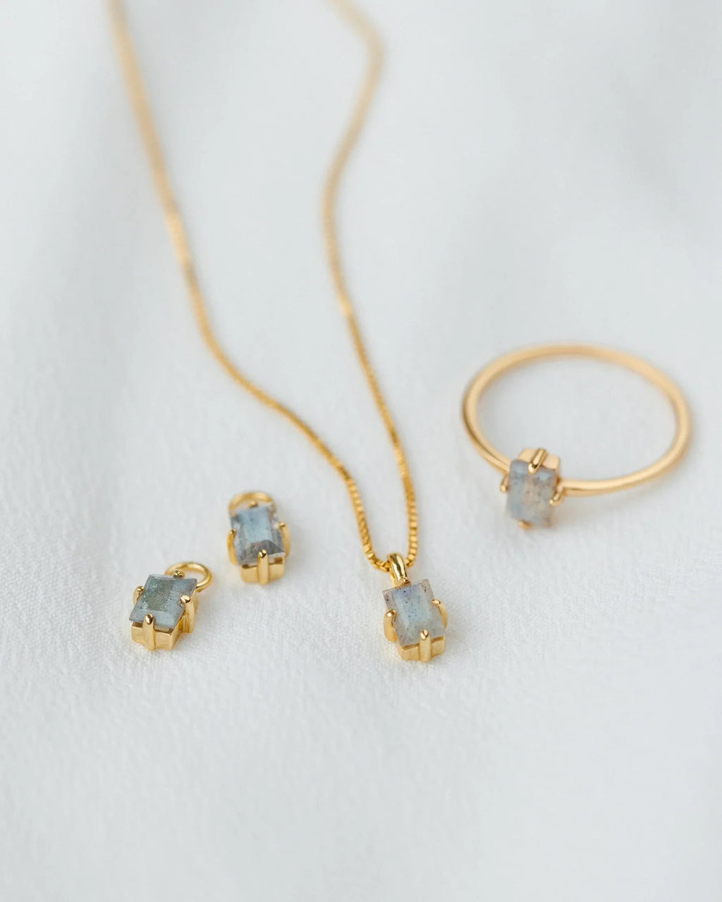 Labradorite Grand Baguette Studs