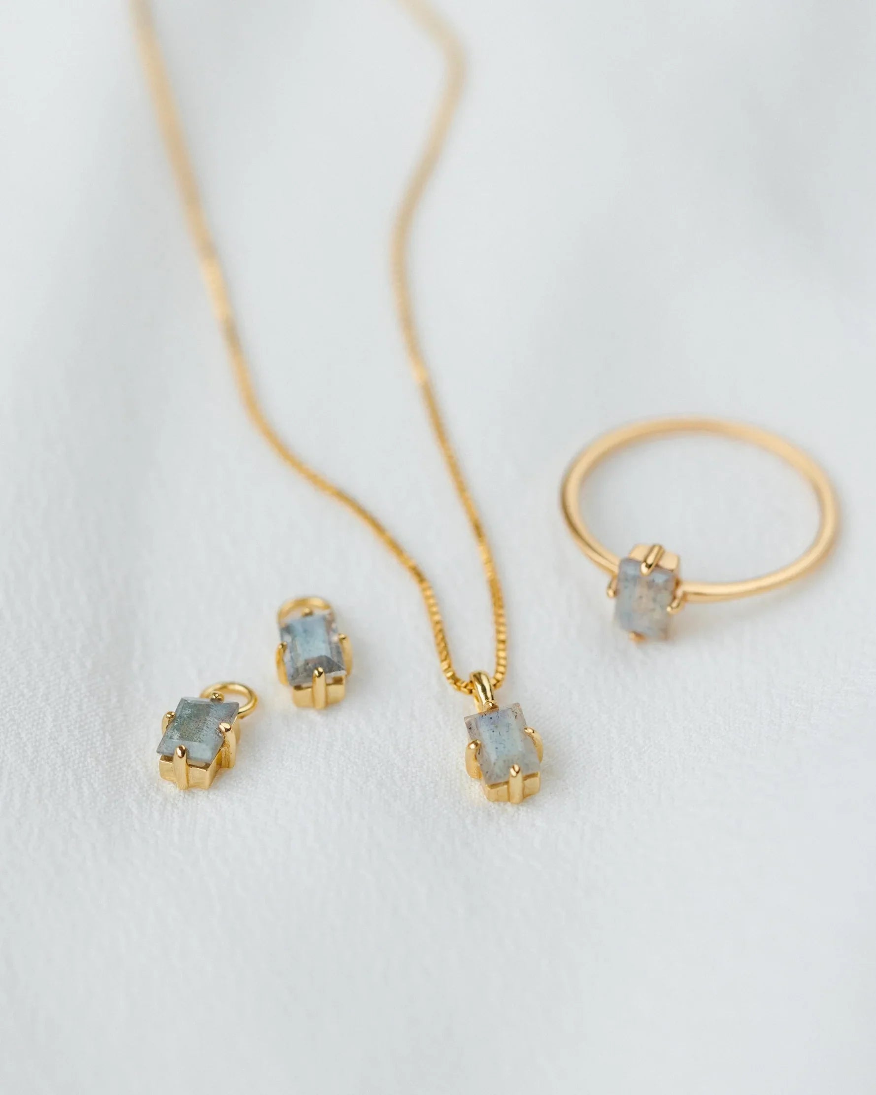 Labradorite Grand Baguette Studs