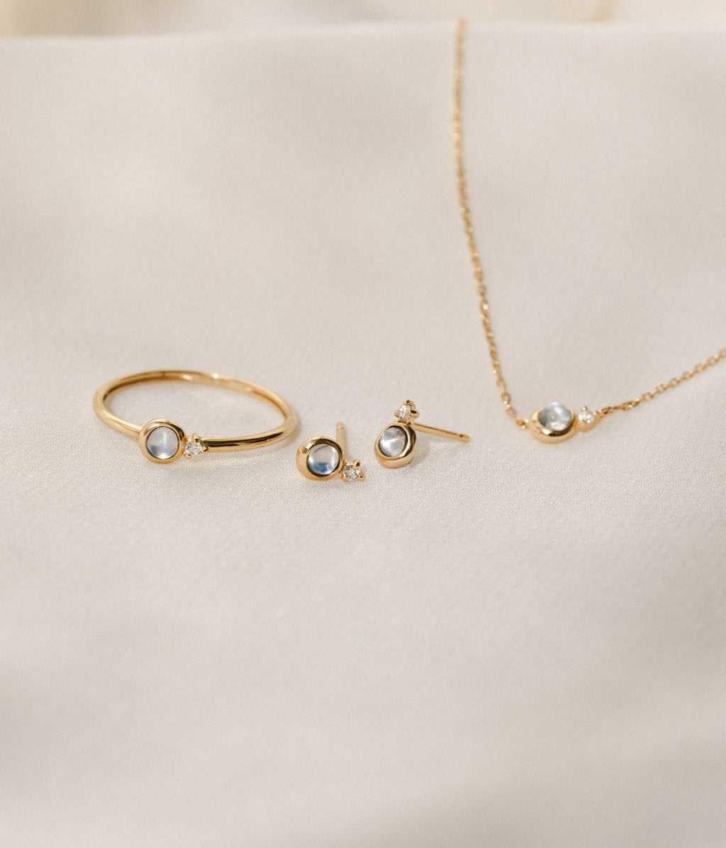 Solid Gold Moonstruck Studs